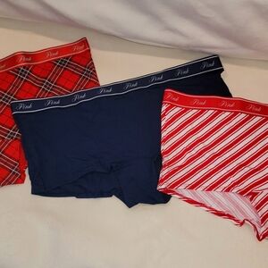 PINK Victoria's Secret Boxer Briefs Red and Blue Collection